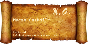 Macsa Oszkár névjegykártya